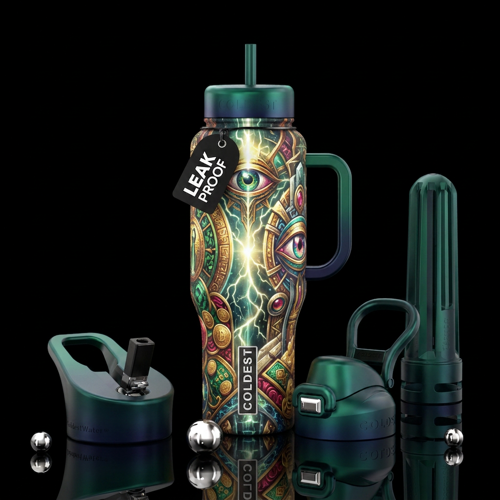 Power and greed glowie water bottle design