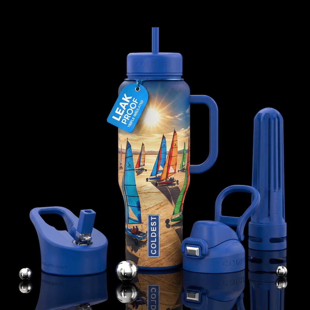 Land sail race water bottle design