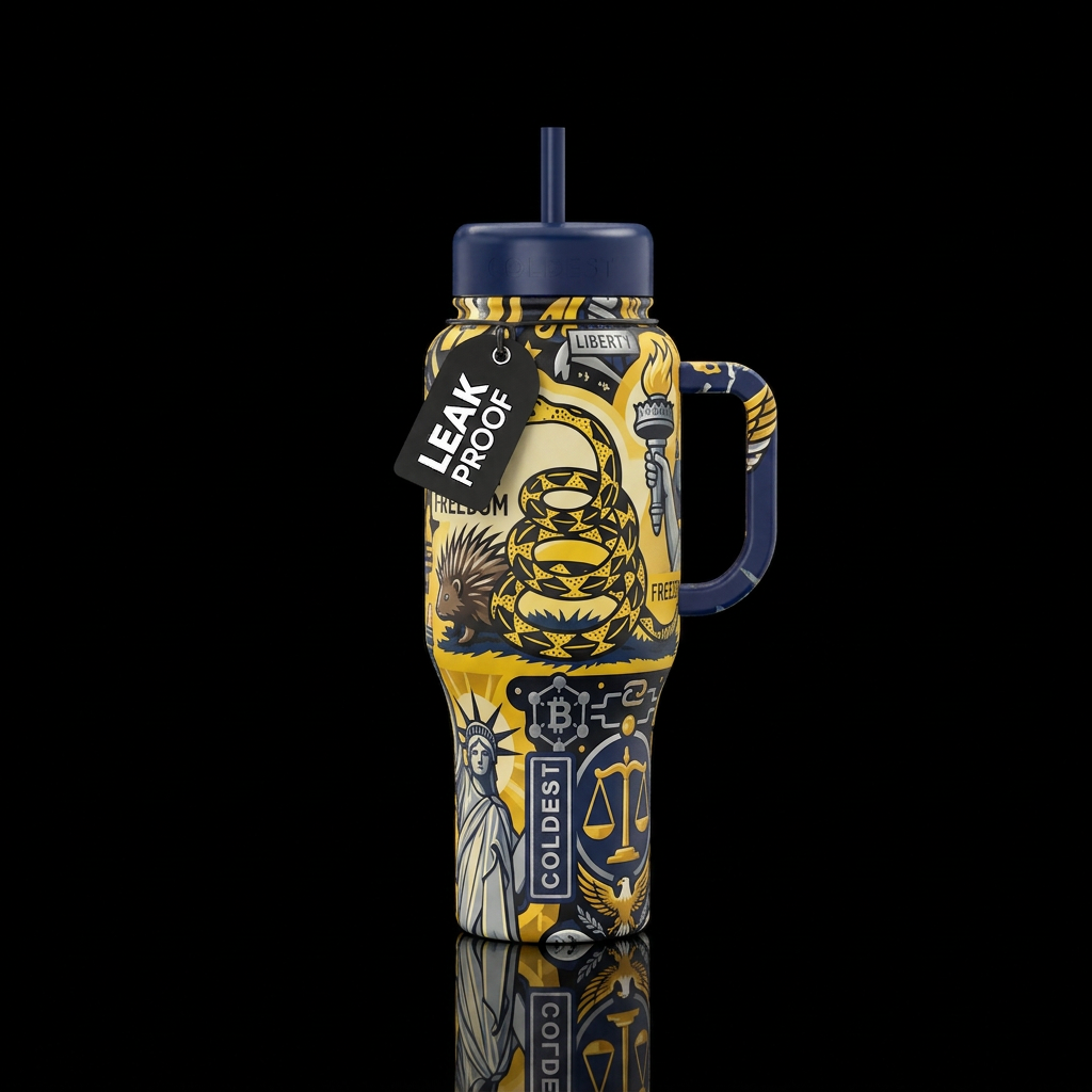 Libertarian themed water bottle design