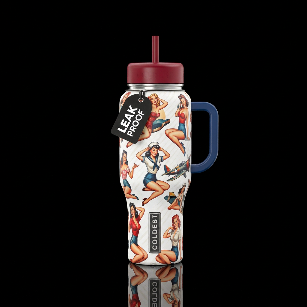 Pinup girls water bottle design
