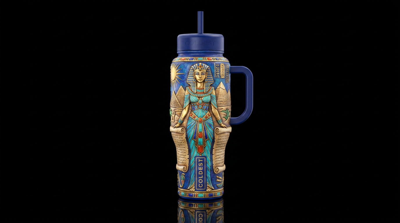 Scrolls of the Queen water bottle design