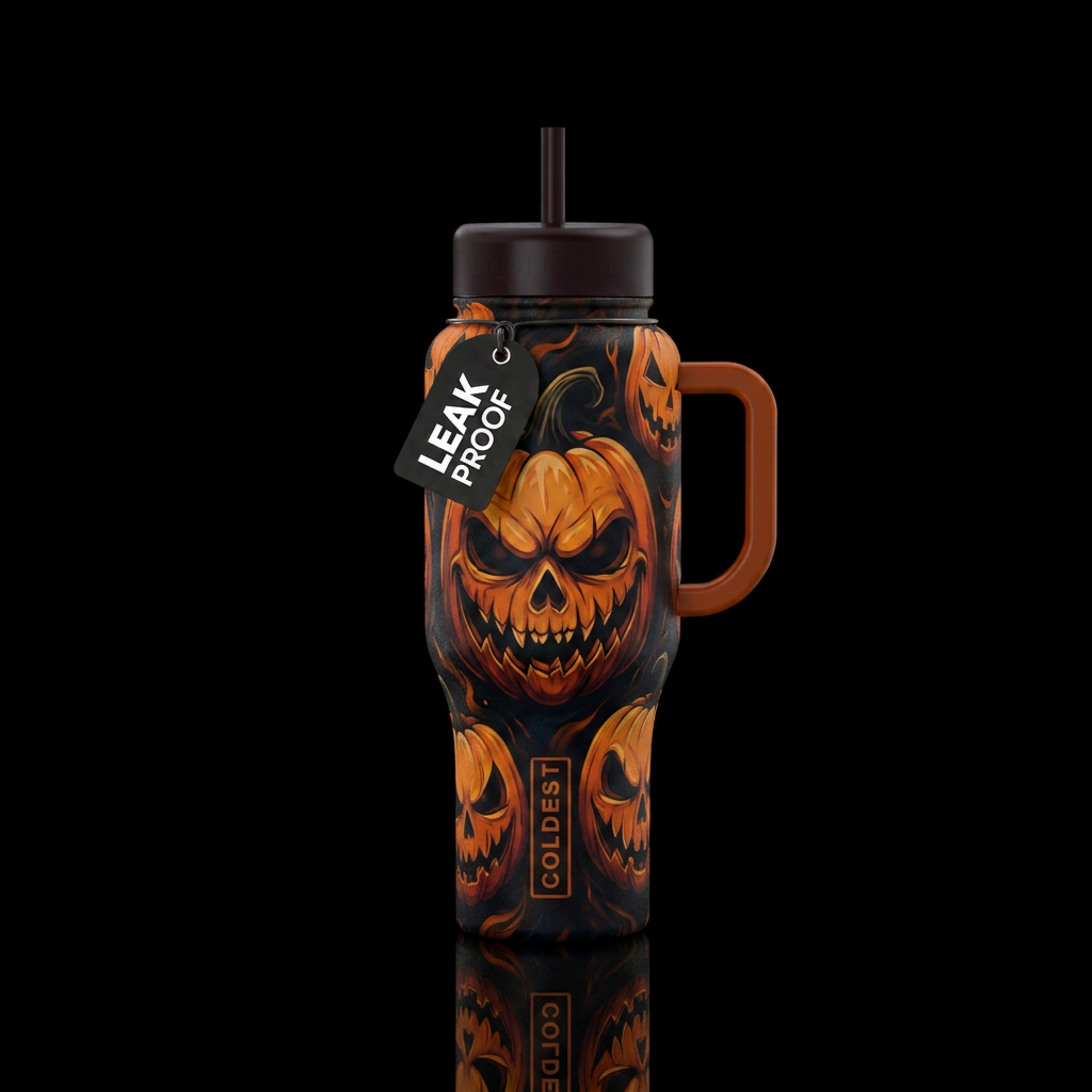 Scary Pumpkin water bottle design