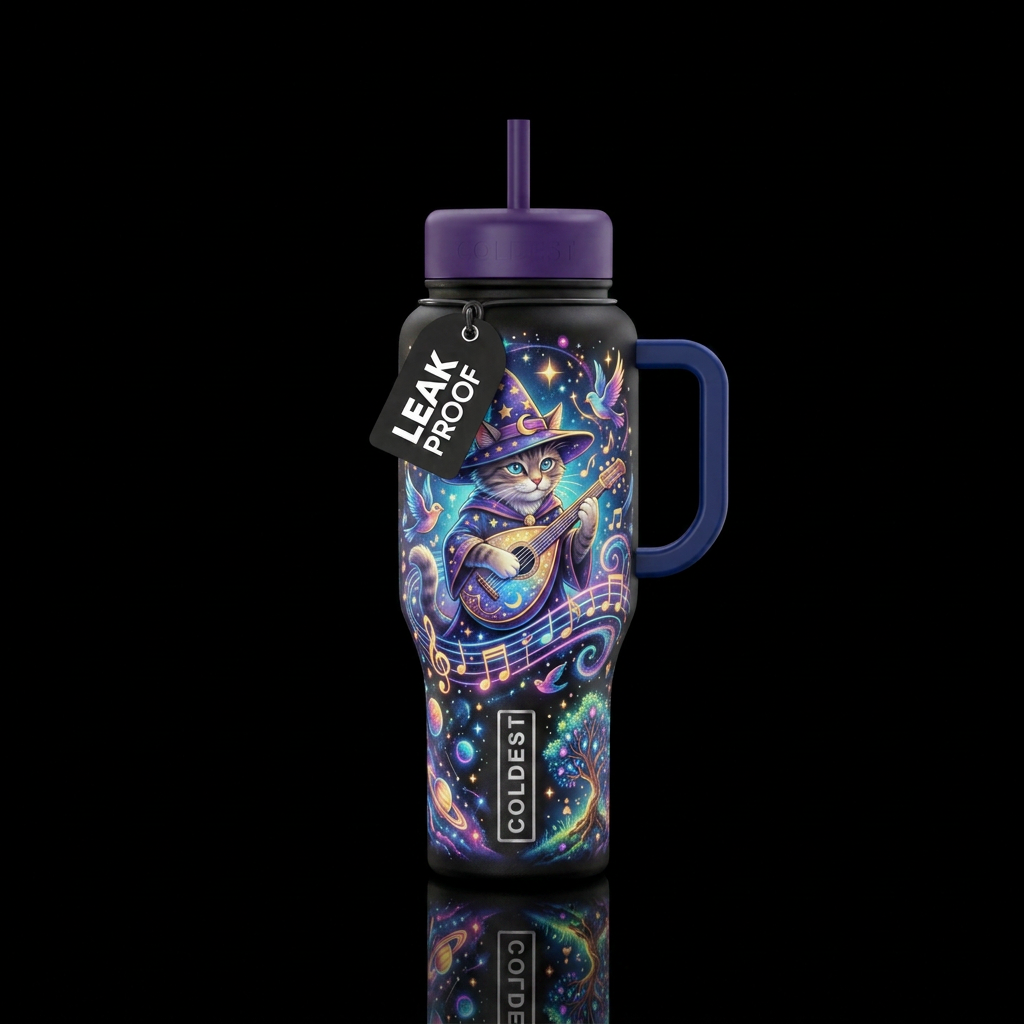 Scat Cat water bottle design