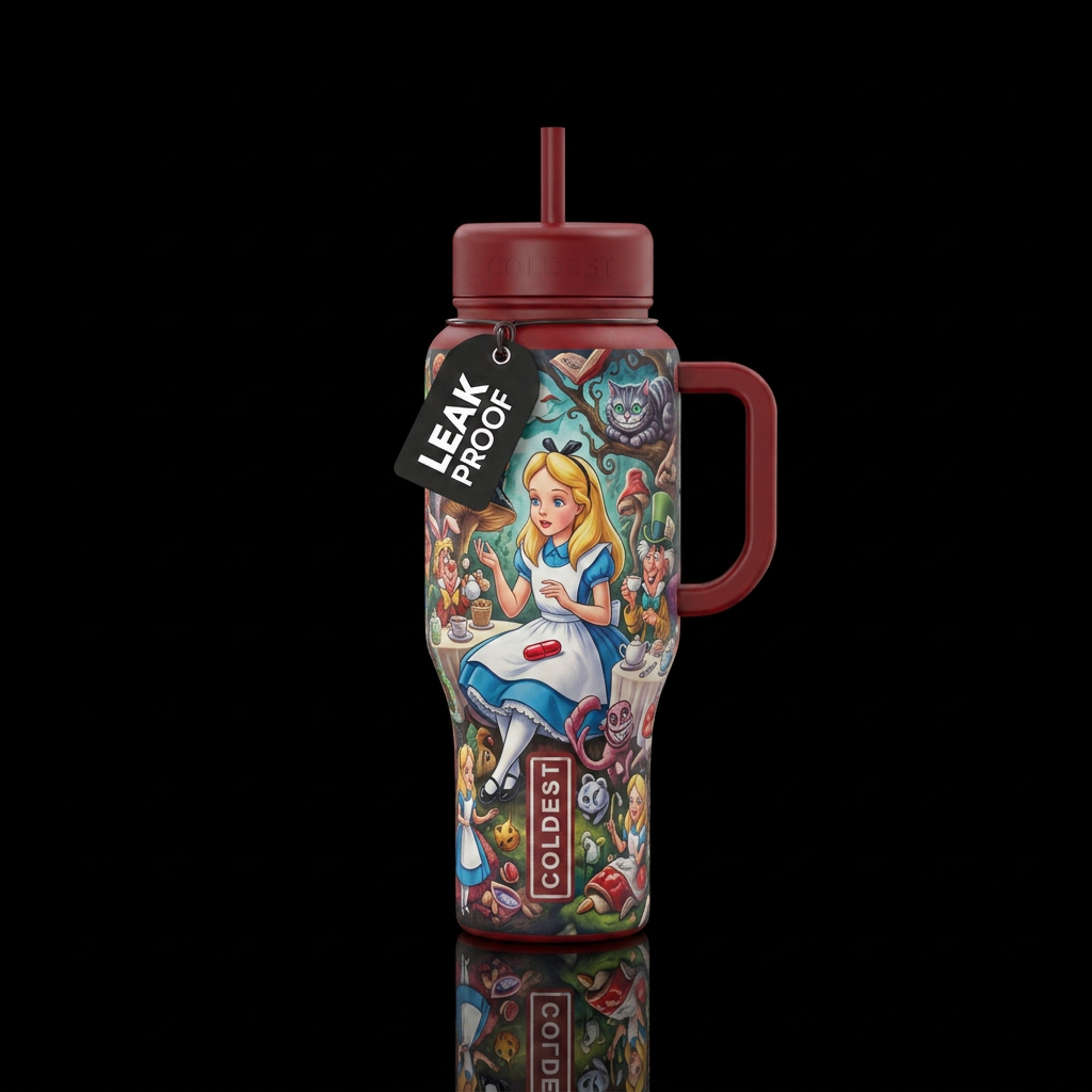 Red Alice water bottle design