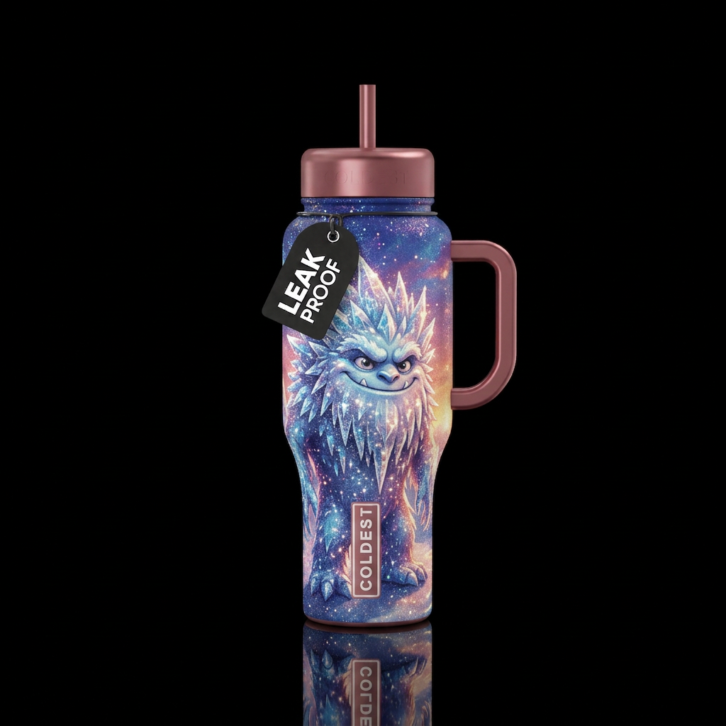 icicle monster, sparkly, magic, sunrise water bottle design