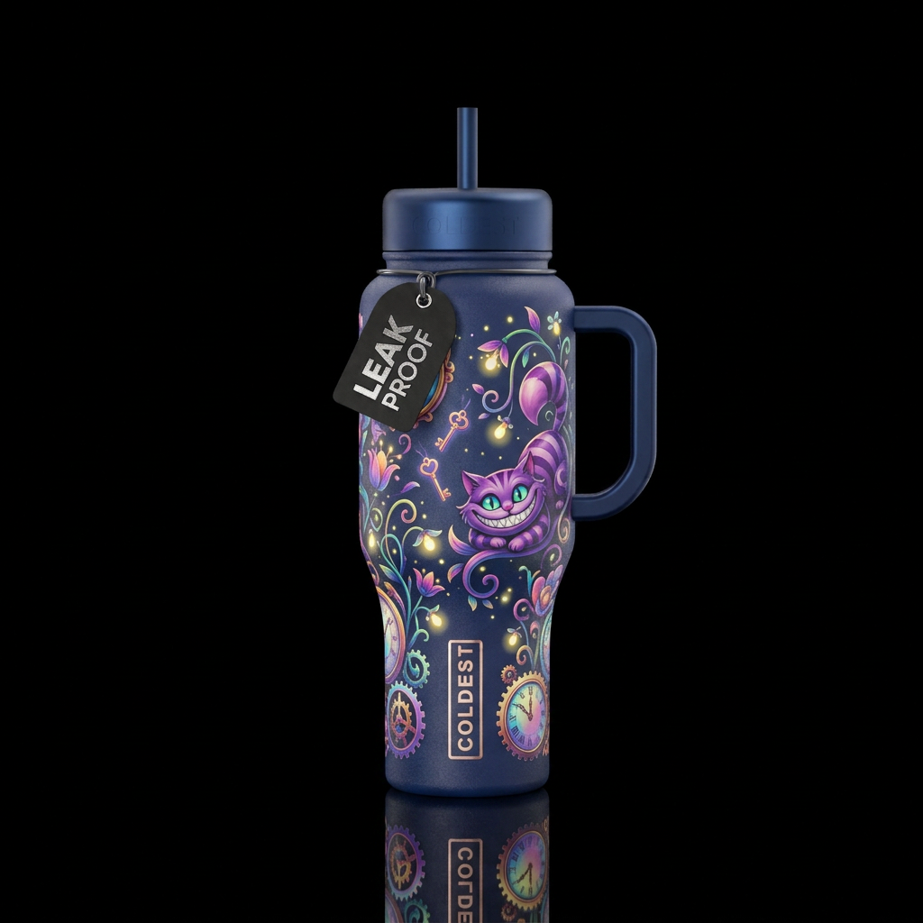 view from inside the looking glass, magical, whims... water bottle design
