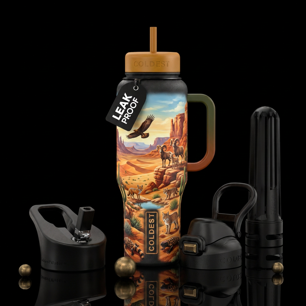 Deserts with wildlife water bottle design