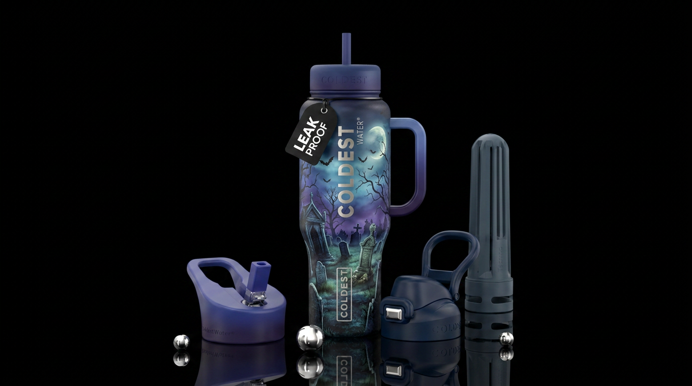 haunted graveyard water bottle design
