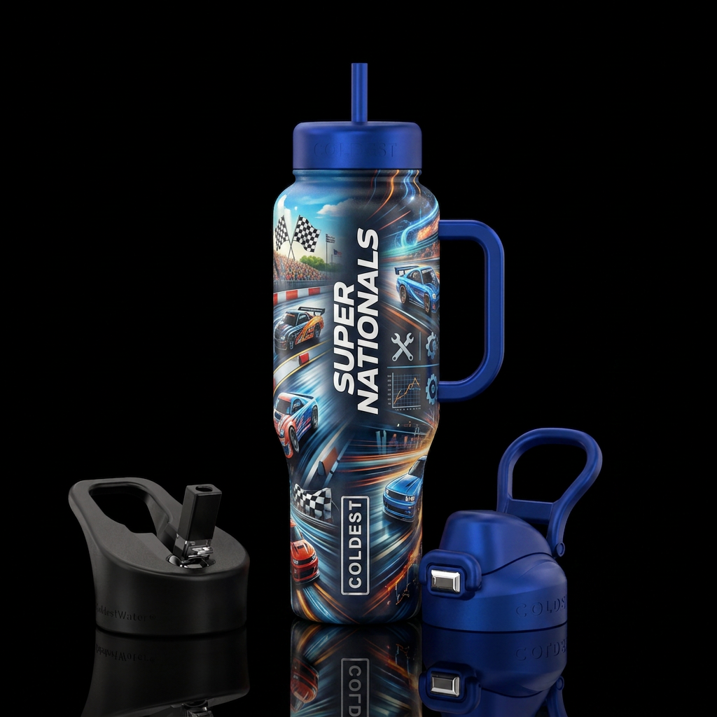 Super Nationals race day water bottle design