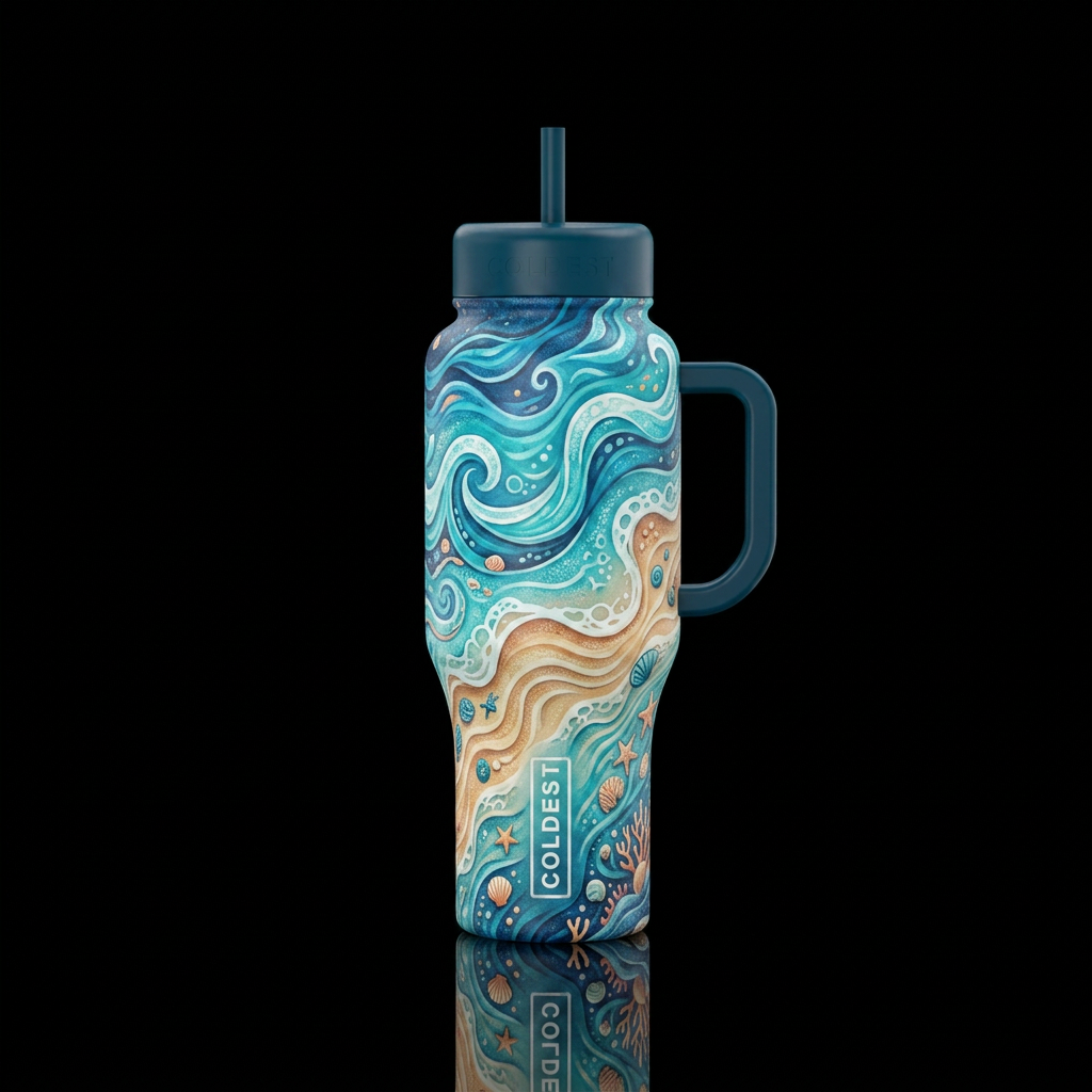 Seashore, mesmerizing water bottle design