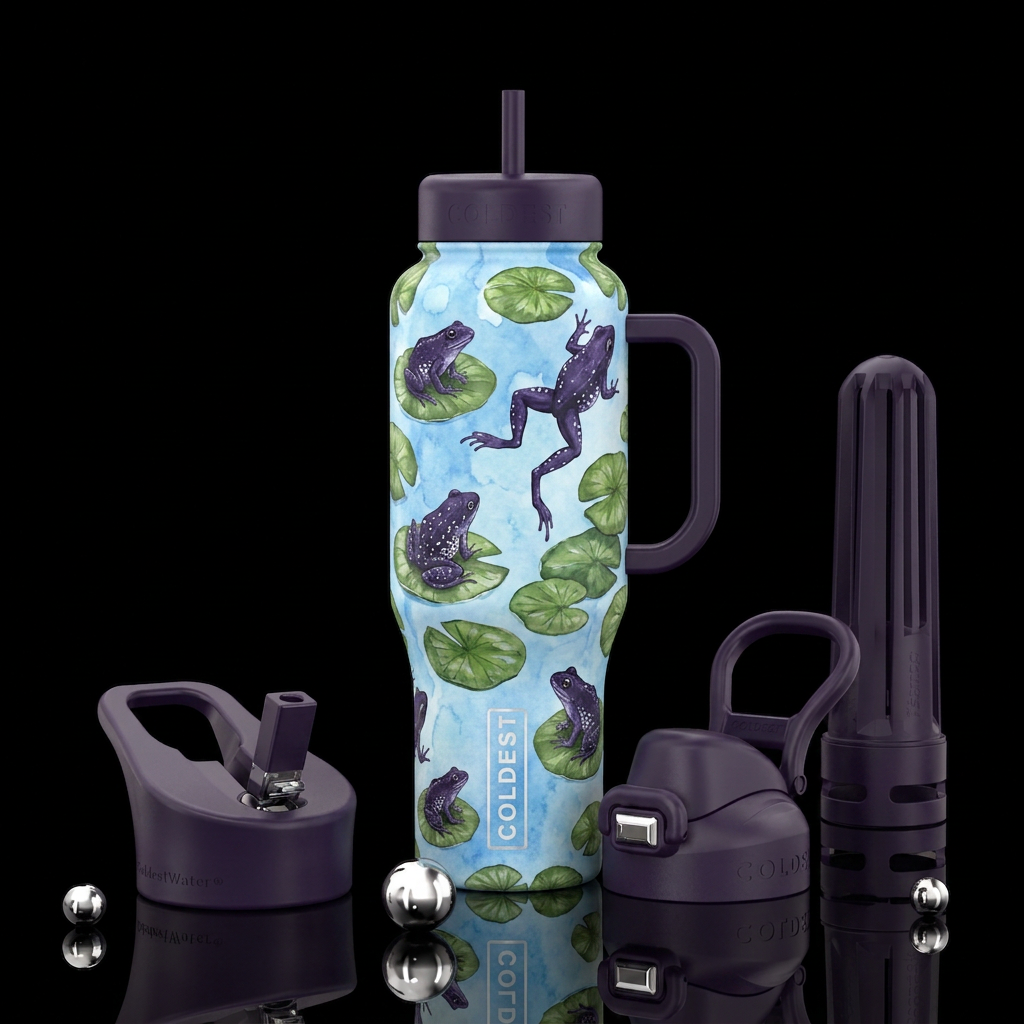 Frogs water bottle design