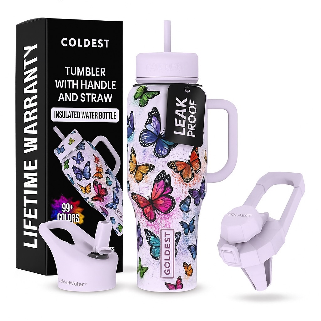 Butterflies water bottle design