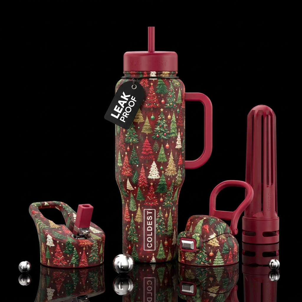 christmas trees water bottle design
