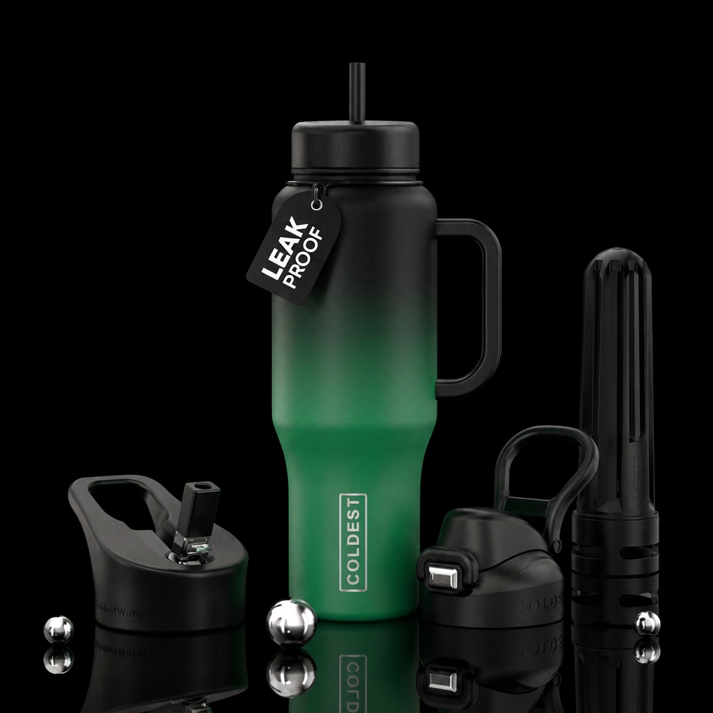 green to black ombre water bottle design