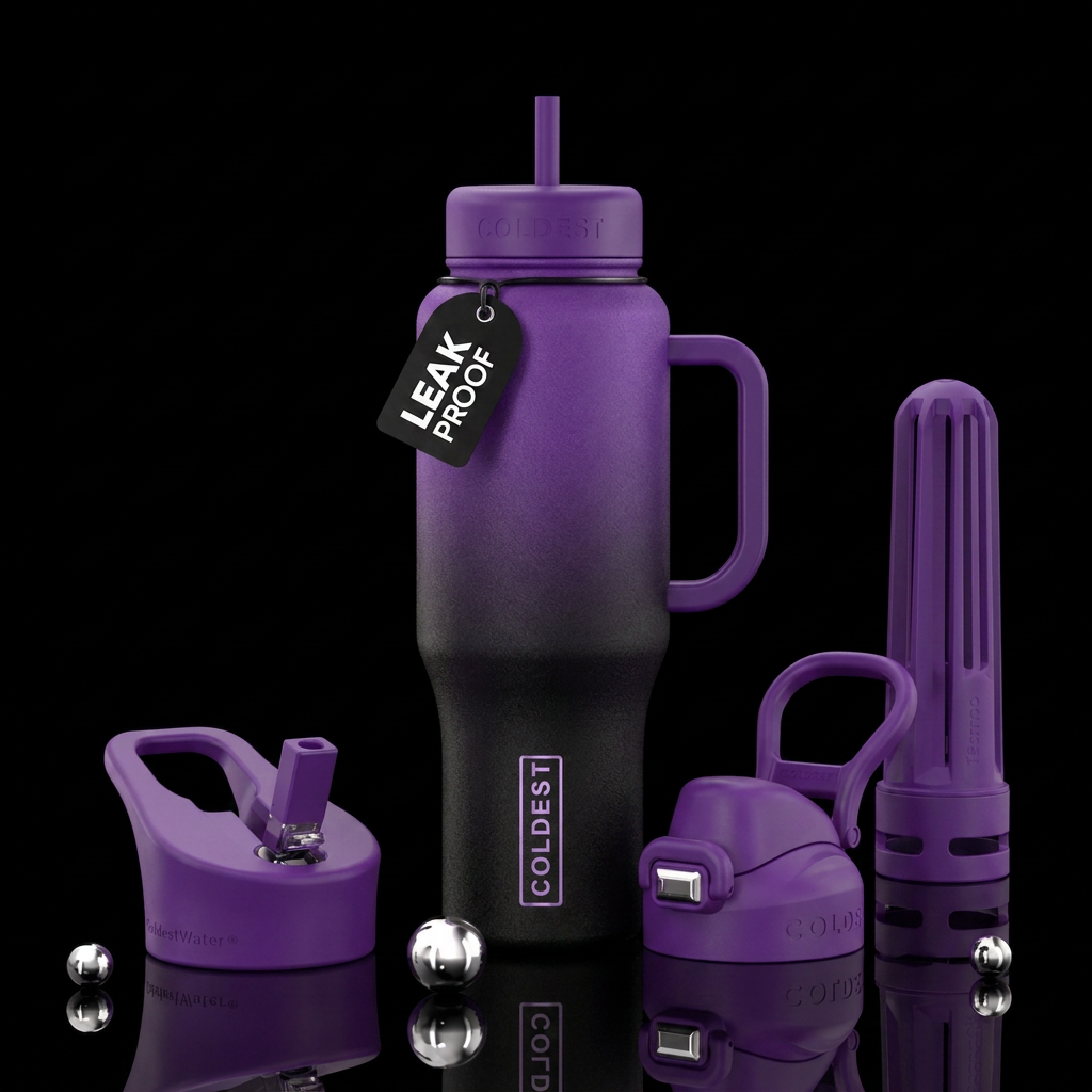 Purple to black ombre water bottle design
