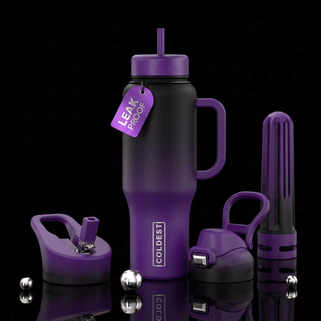 Purple to black ombre water bottle design