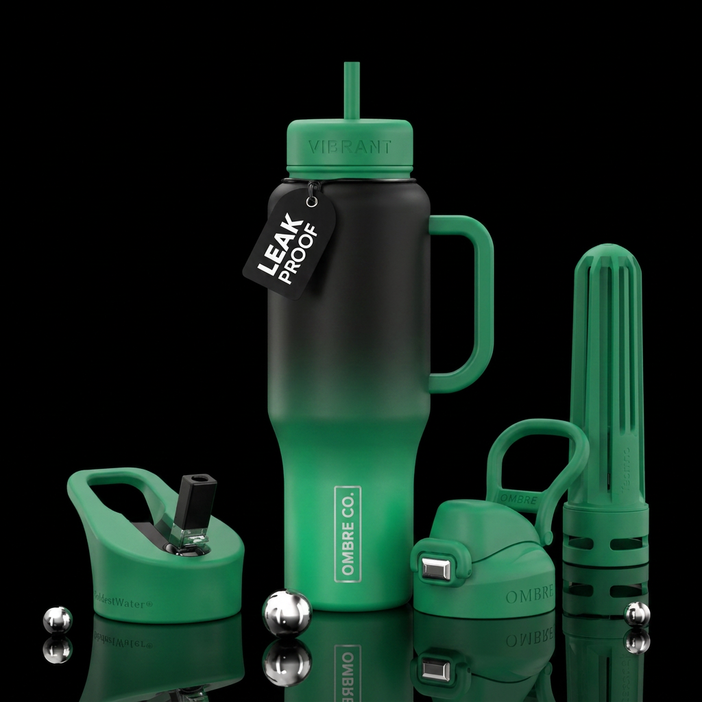 green to black ombre water bottle design