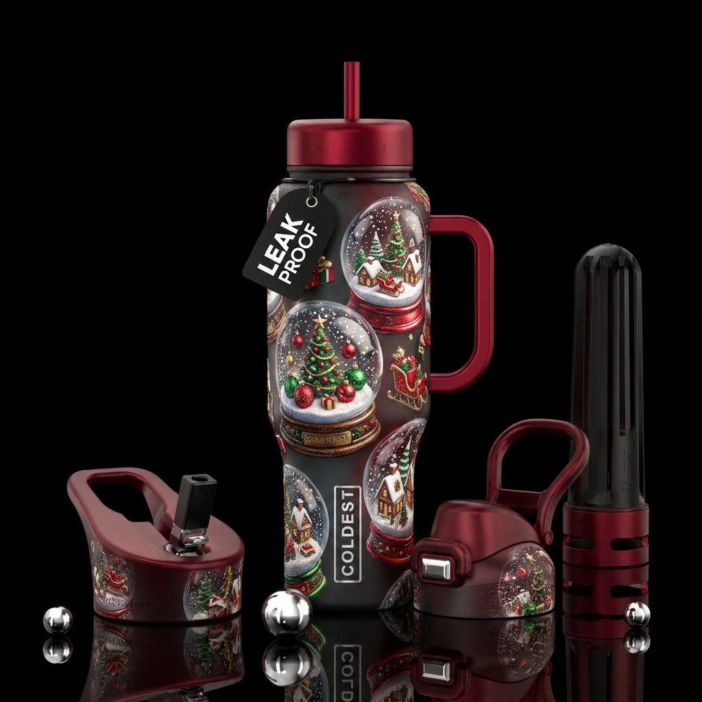 Christmas snow globes water bottle design