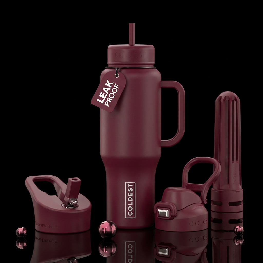 burgundy water bottle design