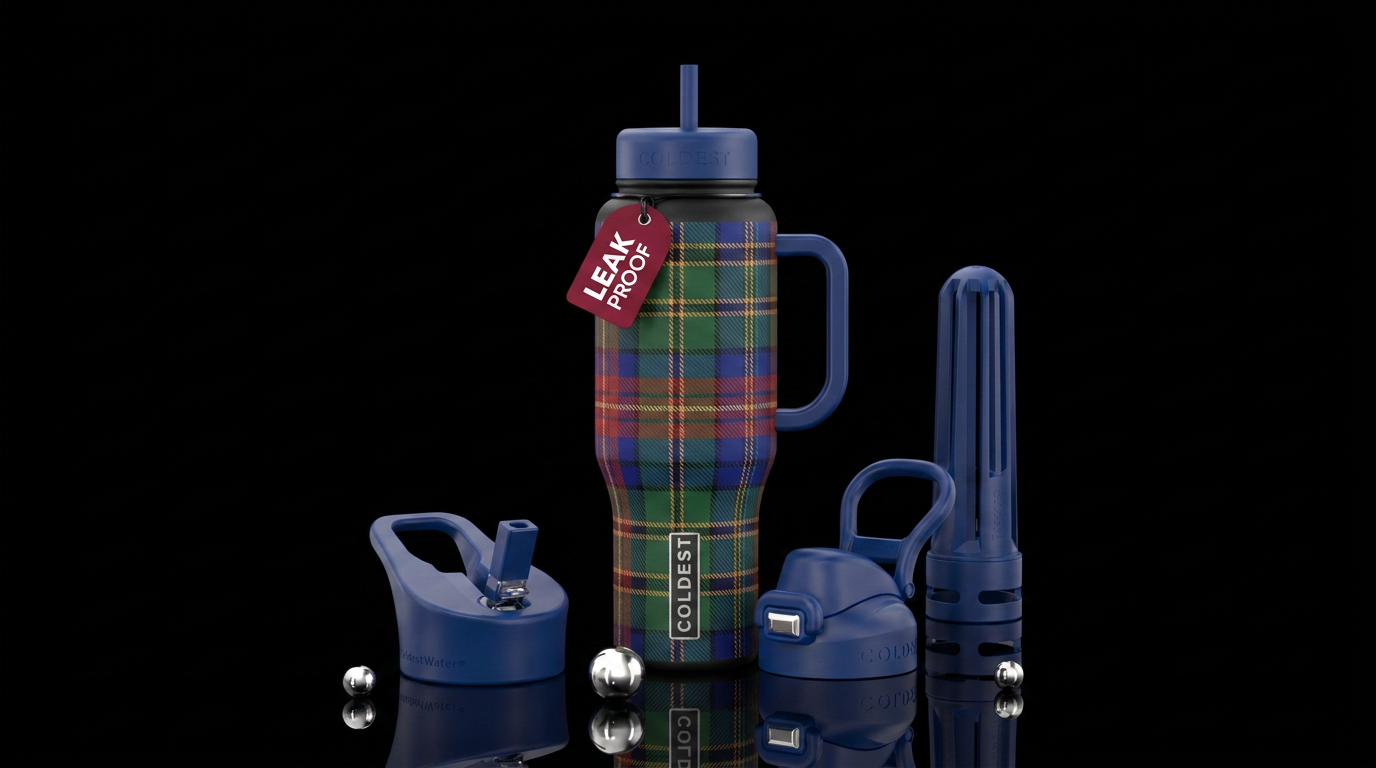 plaid water bottle design