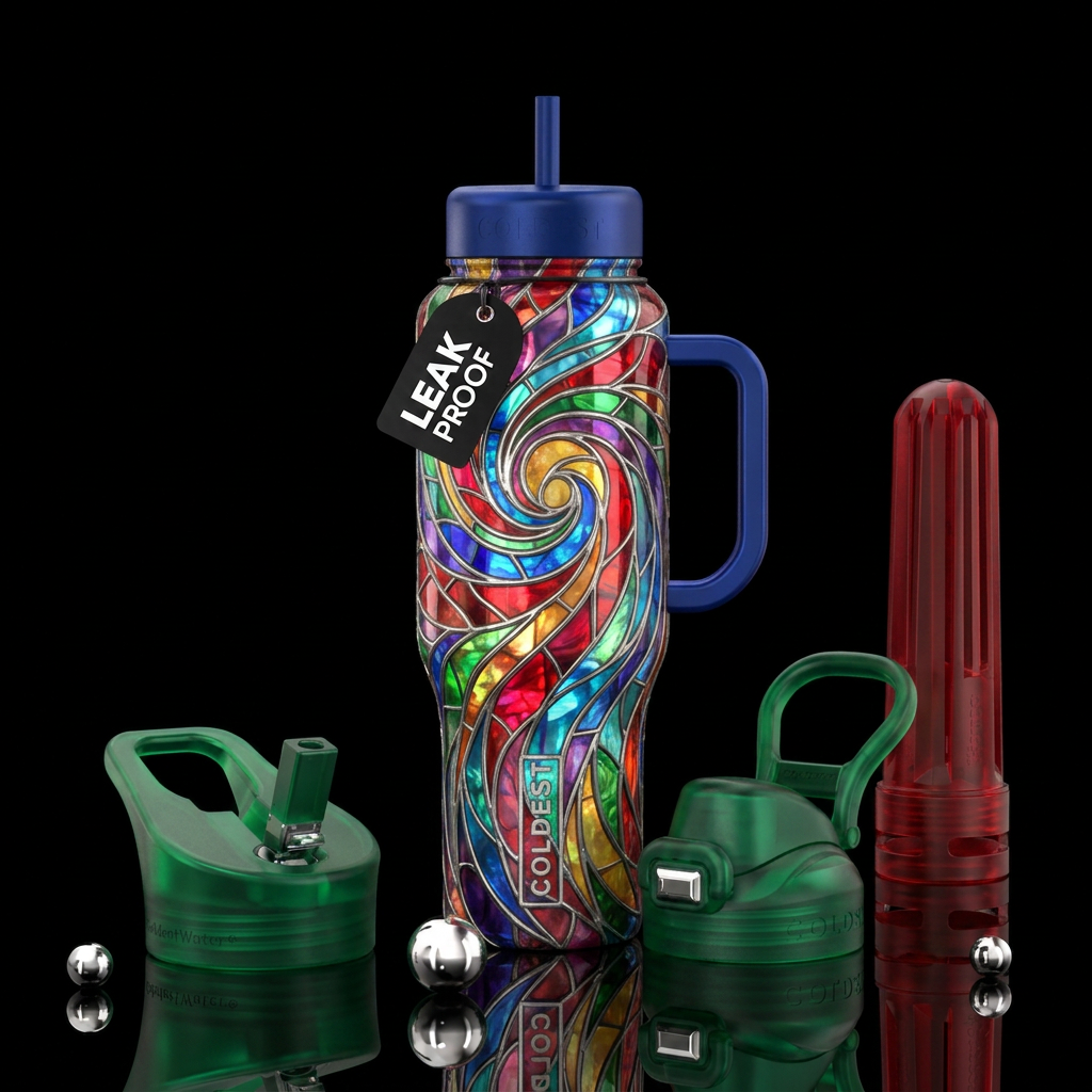 swirl stained glass water bottle design