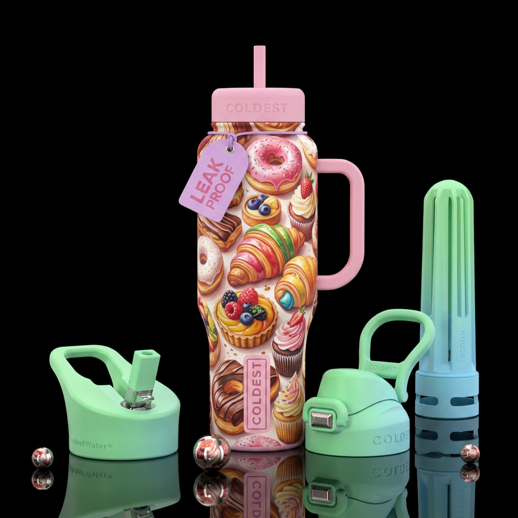 pastries water bottle design