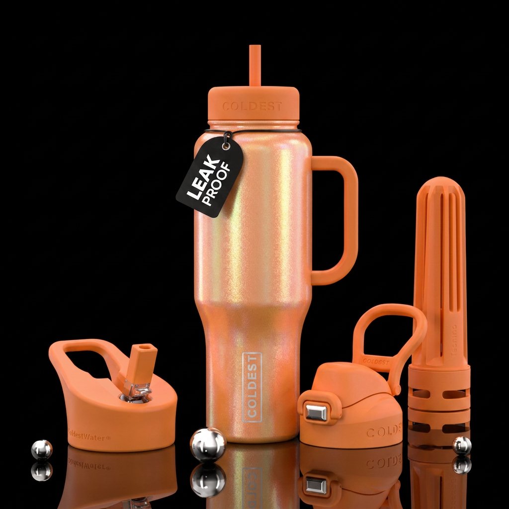 shimmery tangerine water bottle design