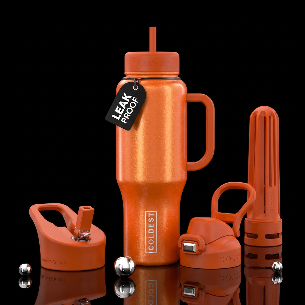 shimmery tangerine water bottle design