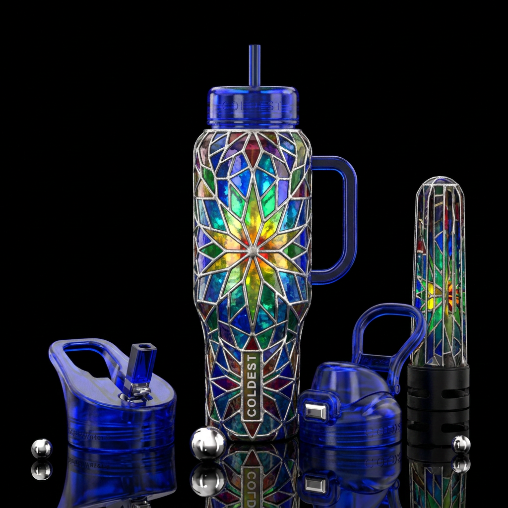 stained glass stars water bottle design