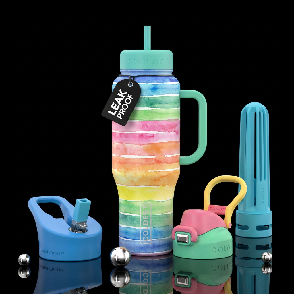 watercolor stripes water bottle design
