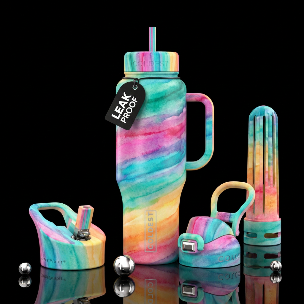 watercolor stripes water bottle design