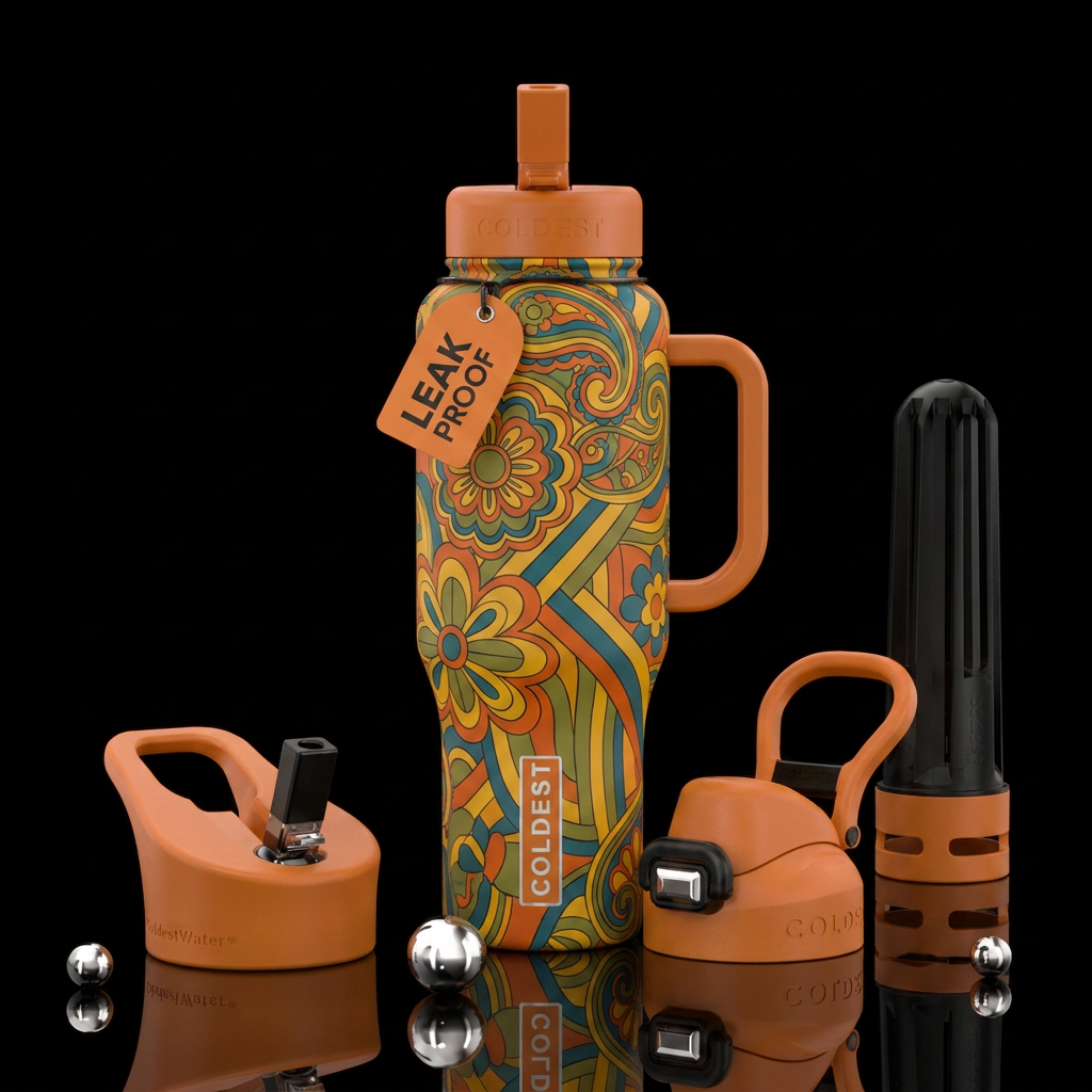 70’s theme water bottle design