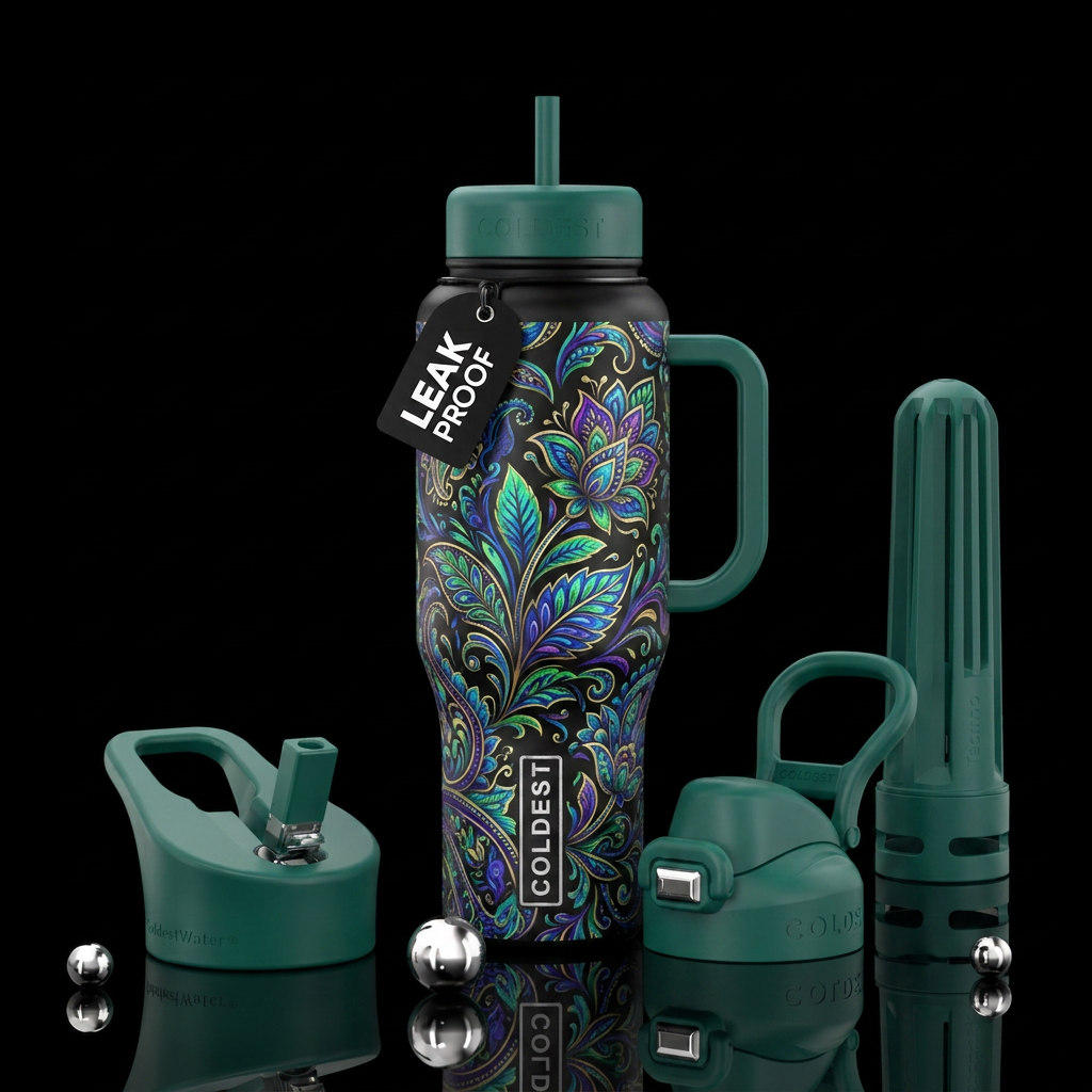Paisley plants water bottle design