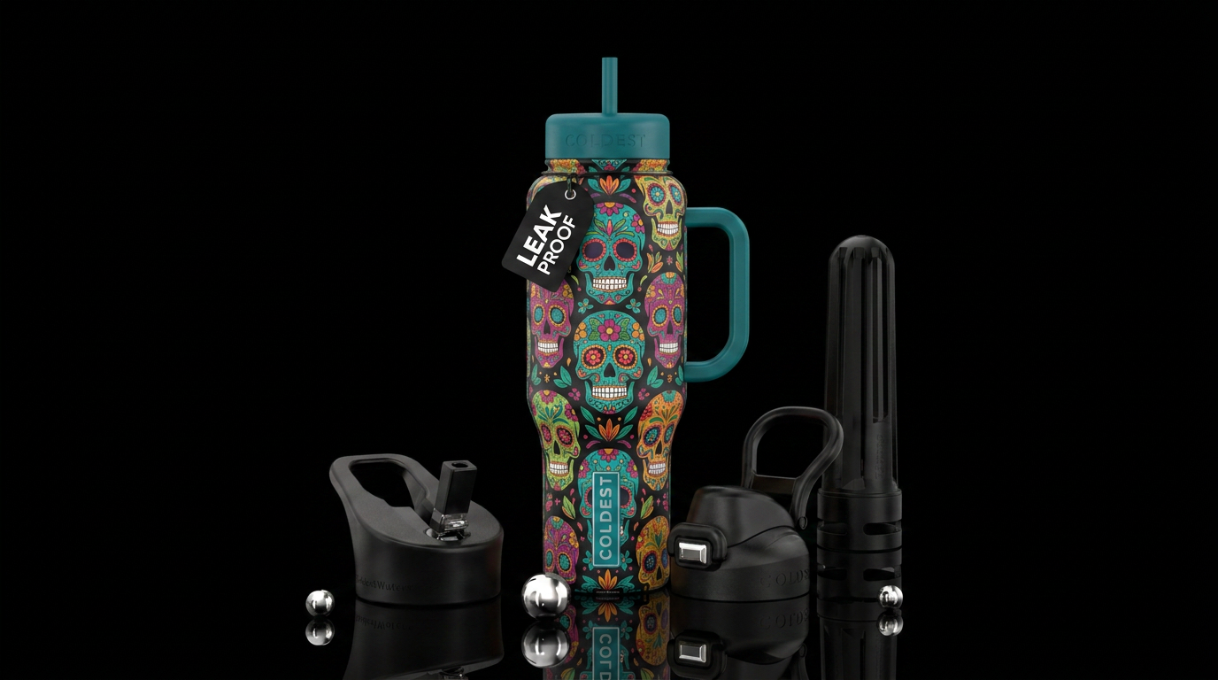 sugar skulls water bottle design