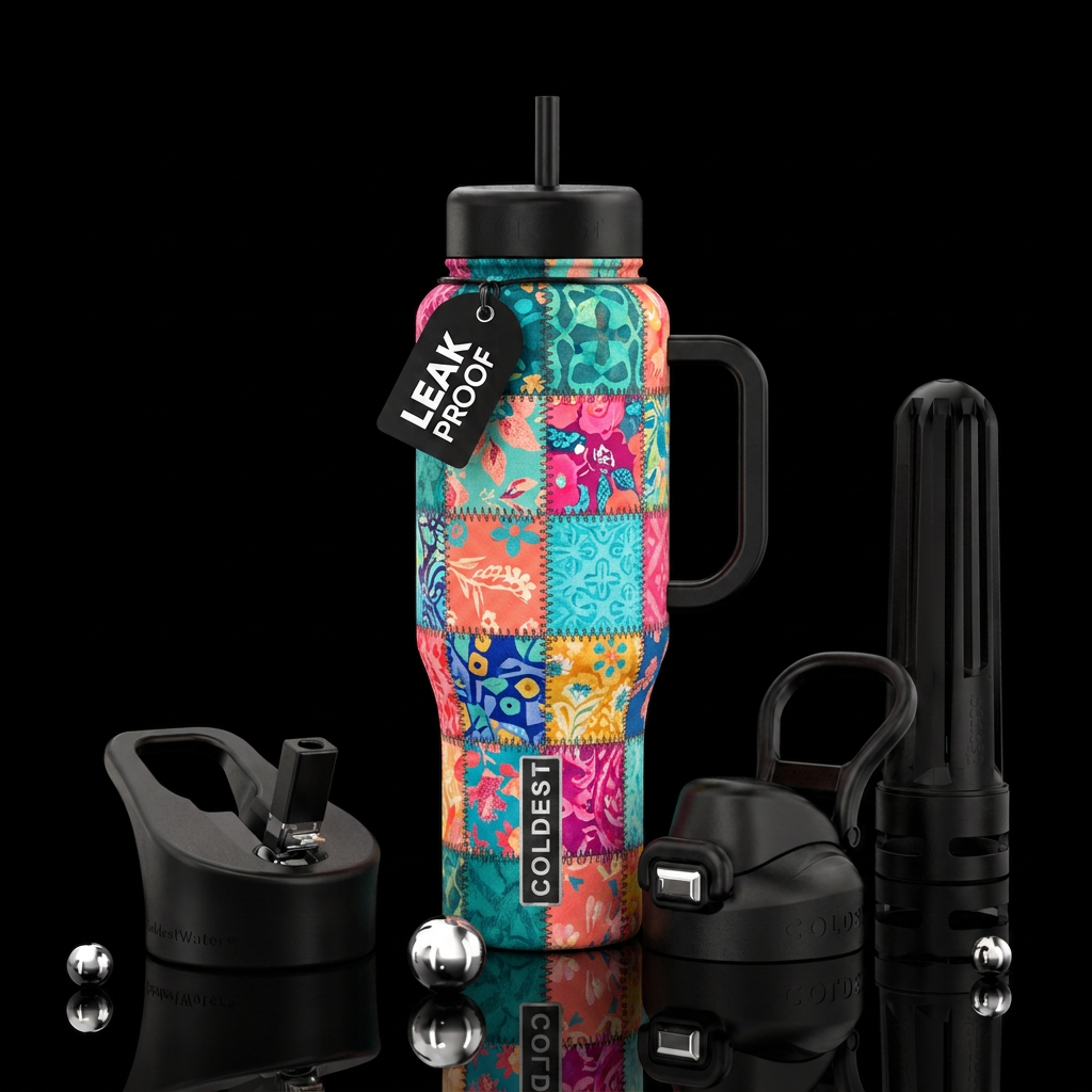 patchwork water bottle design