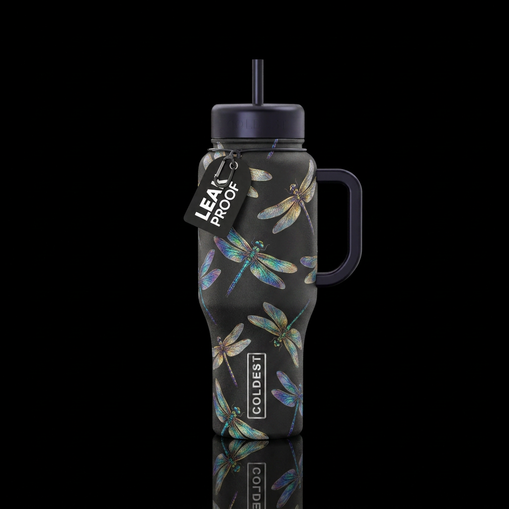 dragonflies water bottle design