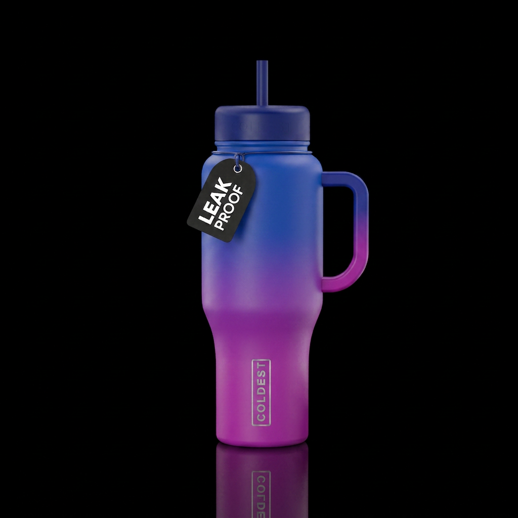 sapphire and magenta ombre water bottle design