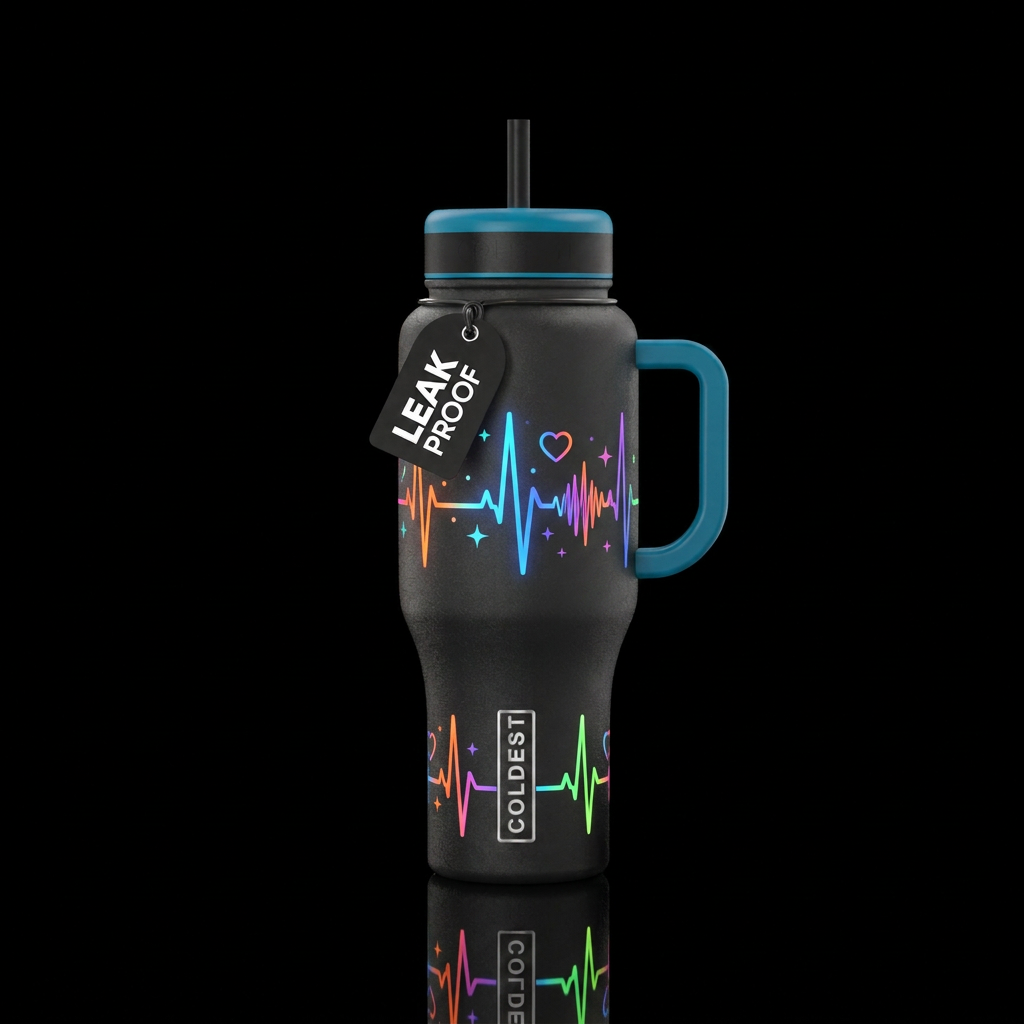 Heartbeat water bottle design
