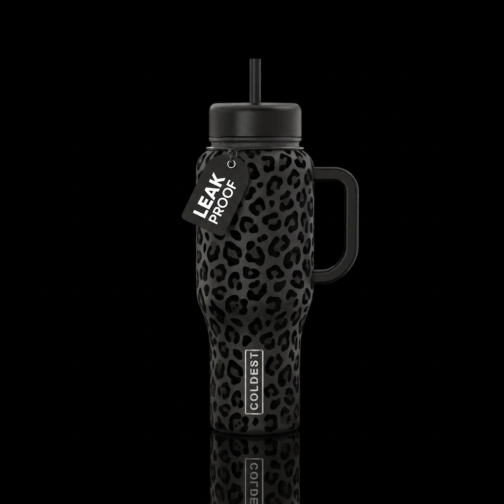 dark leopard water bottle design