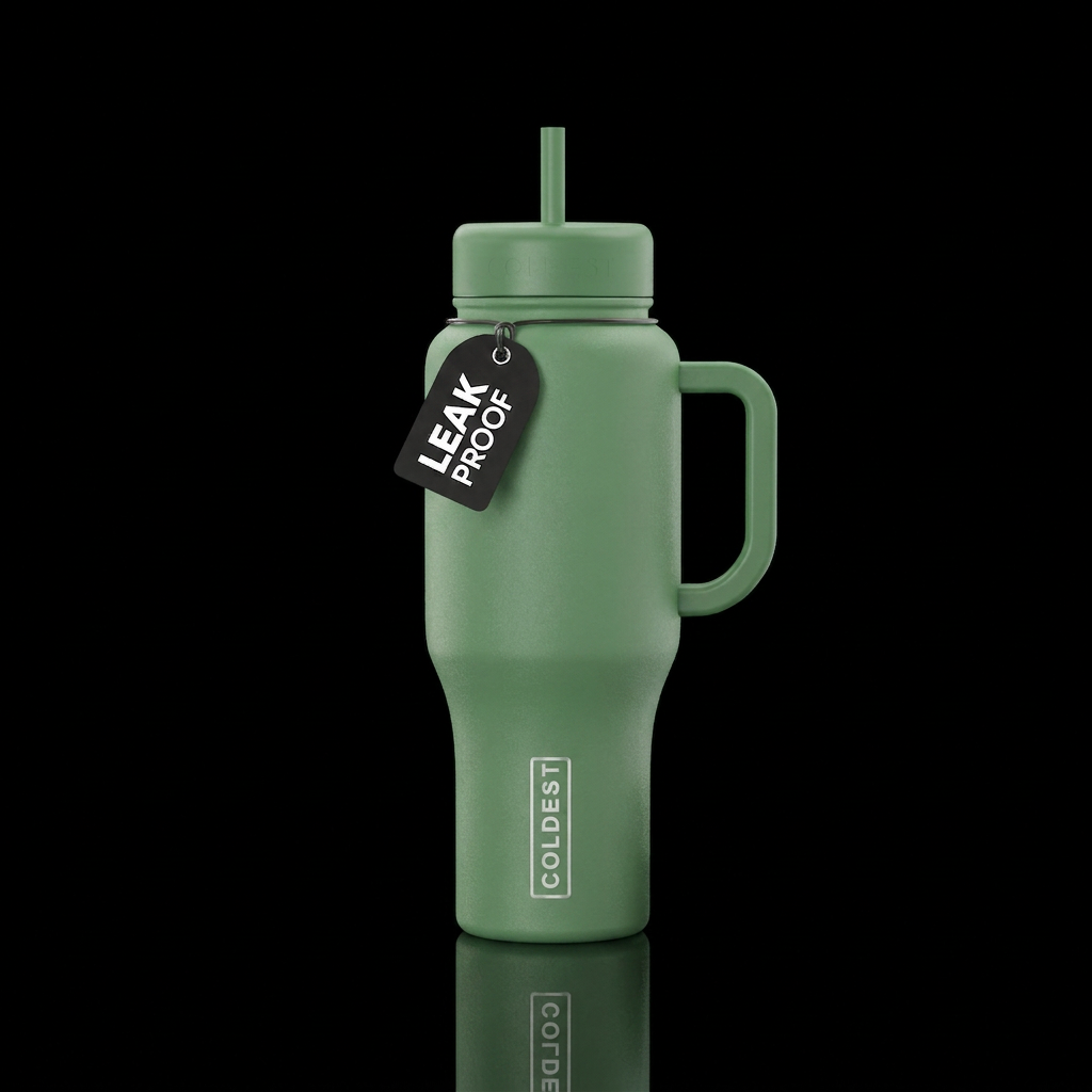sage green water bottle design