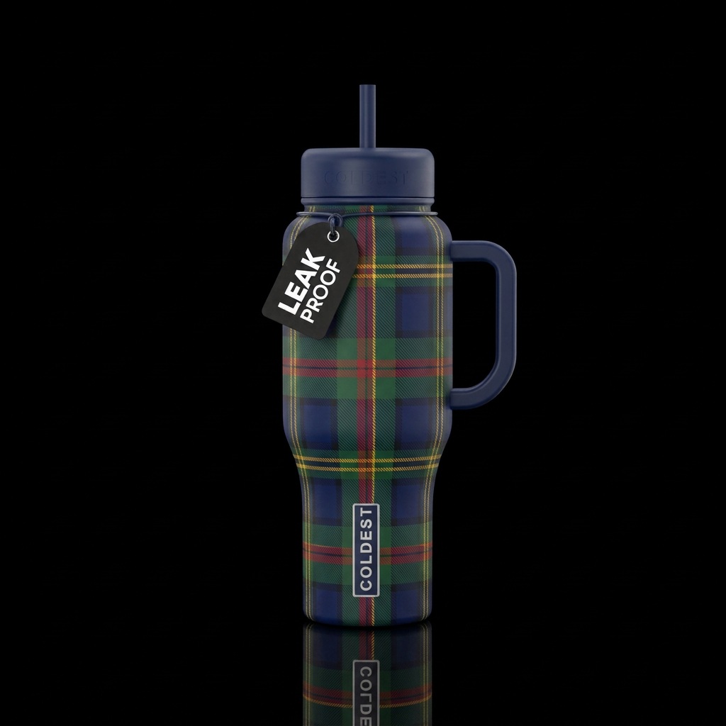 oxford plaid water bottle design