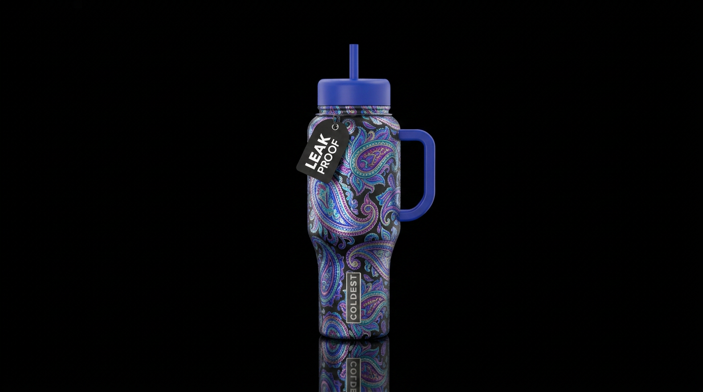 shimmery paisley water bottle design