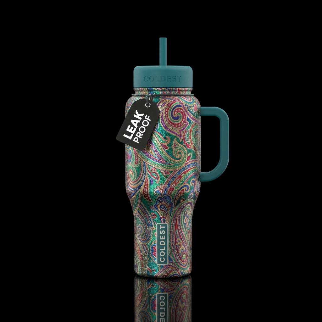 shimmery paisley water bottle design