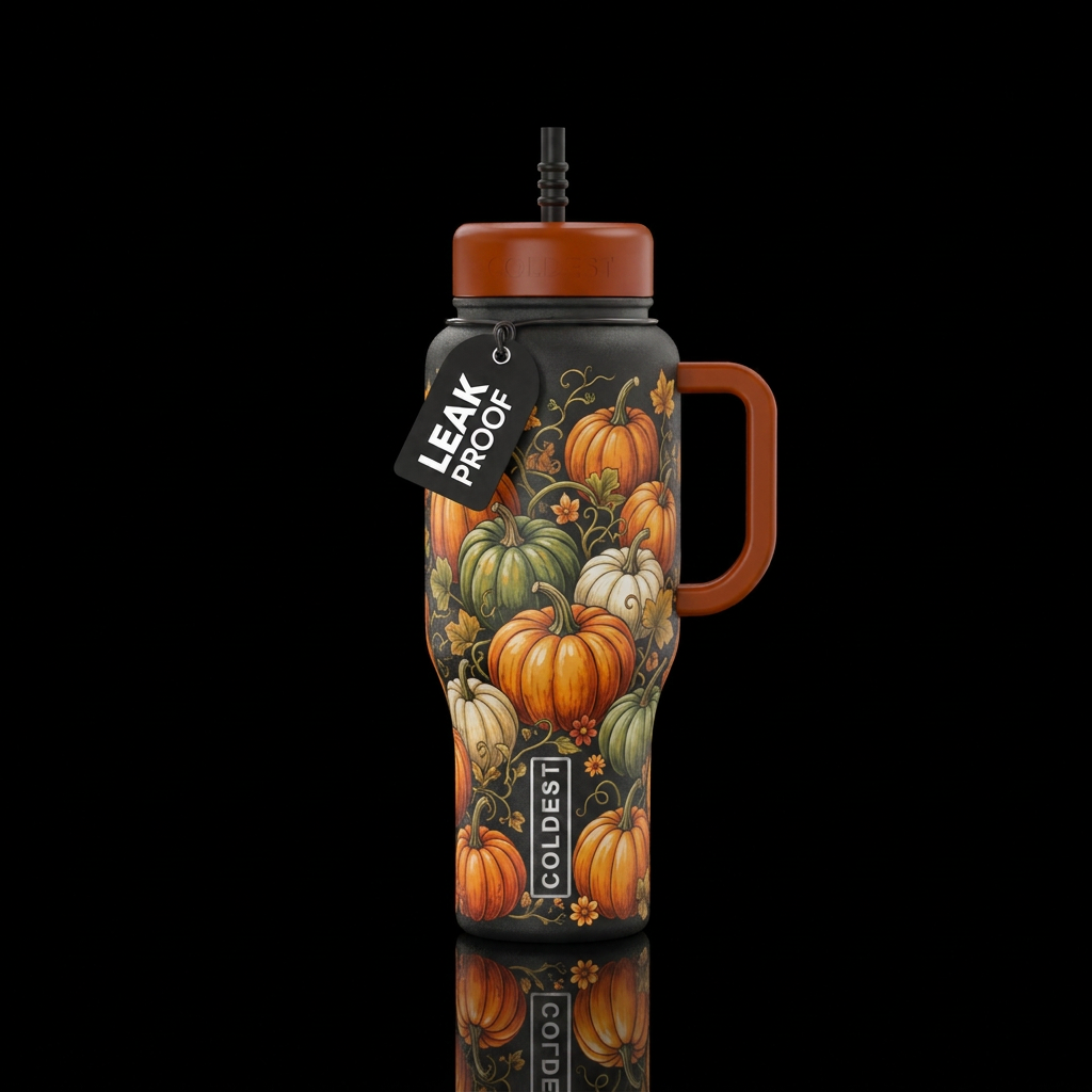 Pumpkin patch water bottle design