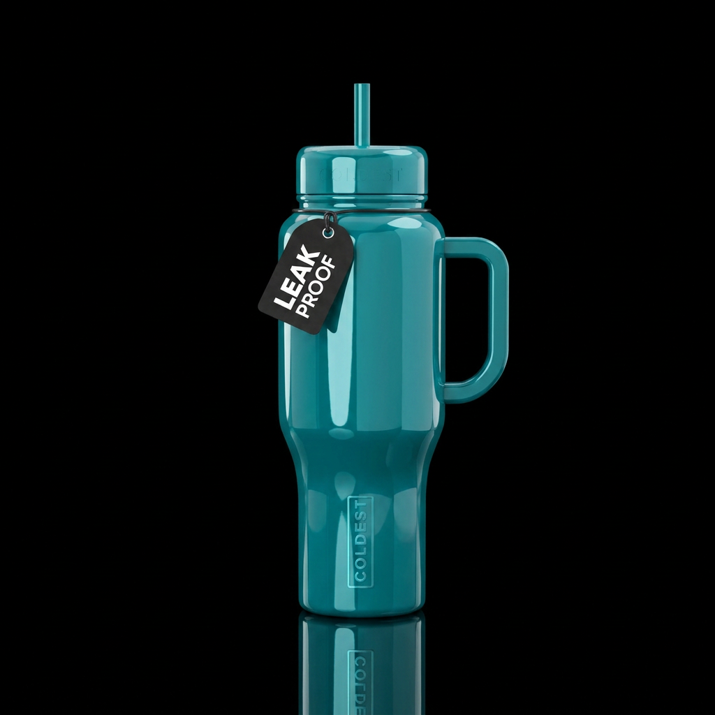 glossy turquiose water bottle design