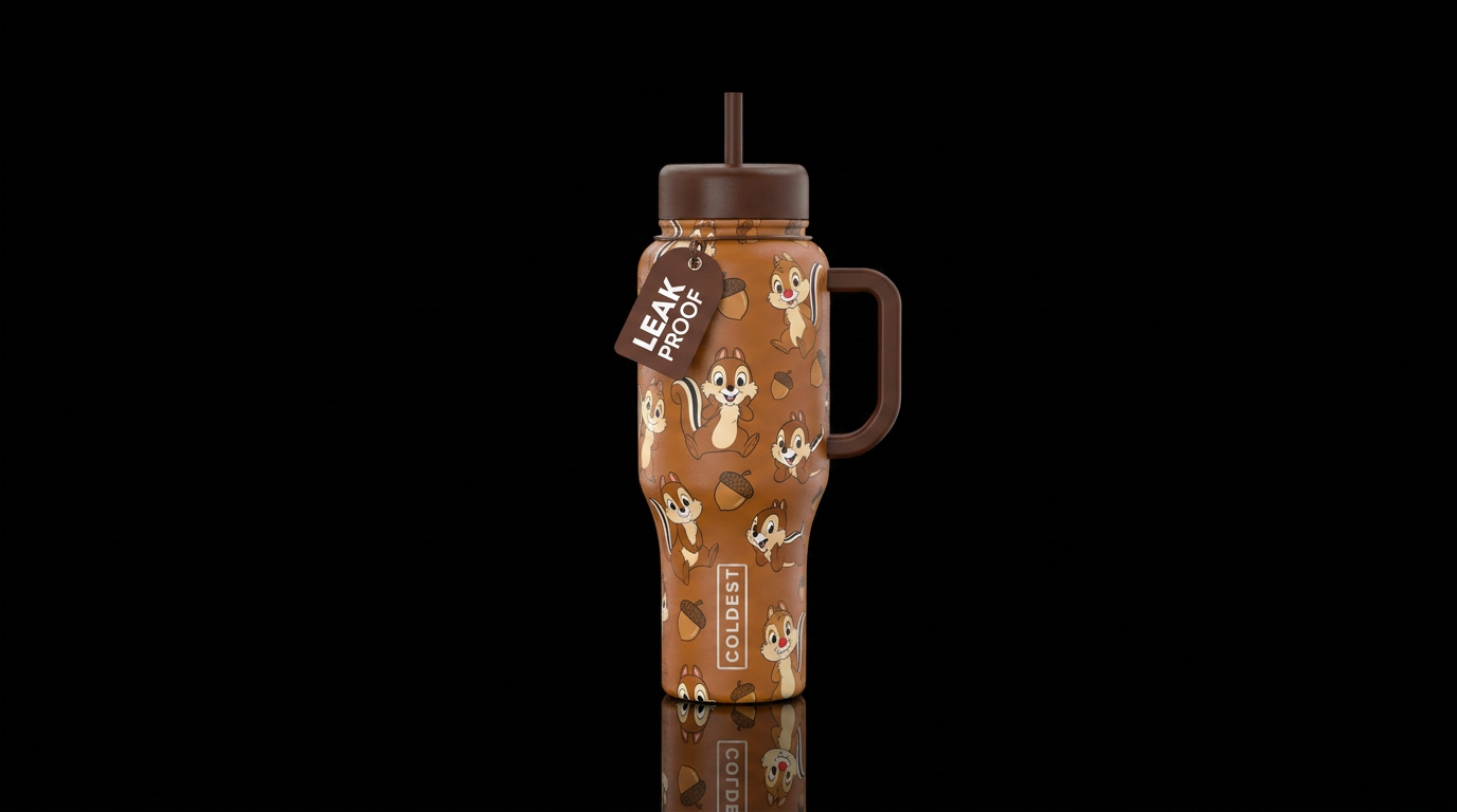 cute cartoon chipmunks water bottle design
