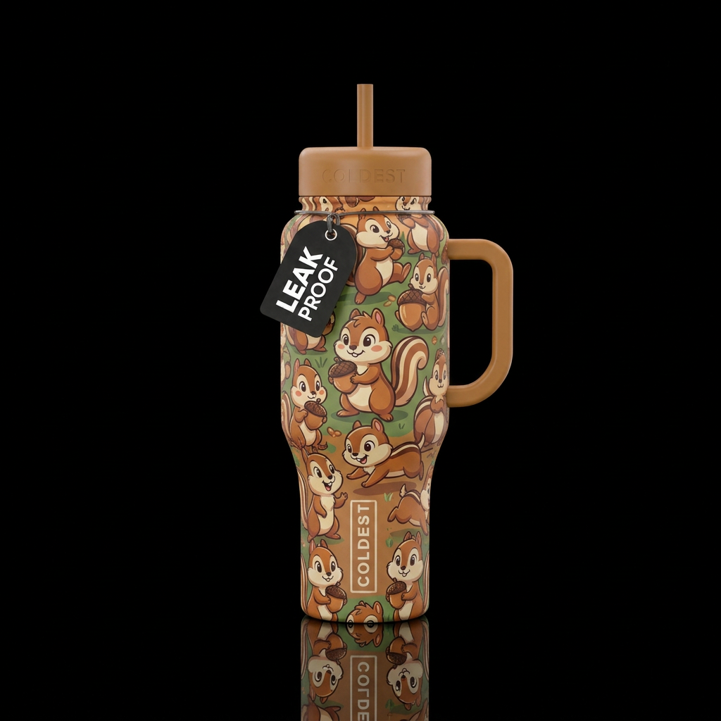 cute cartoon chipmunks water bottle design