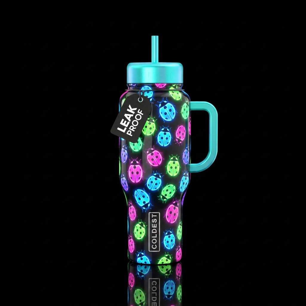 glowie lady bugs water bottle design