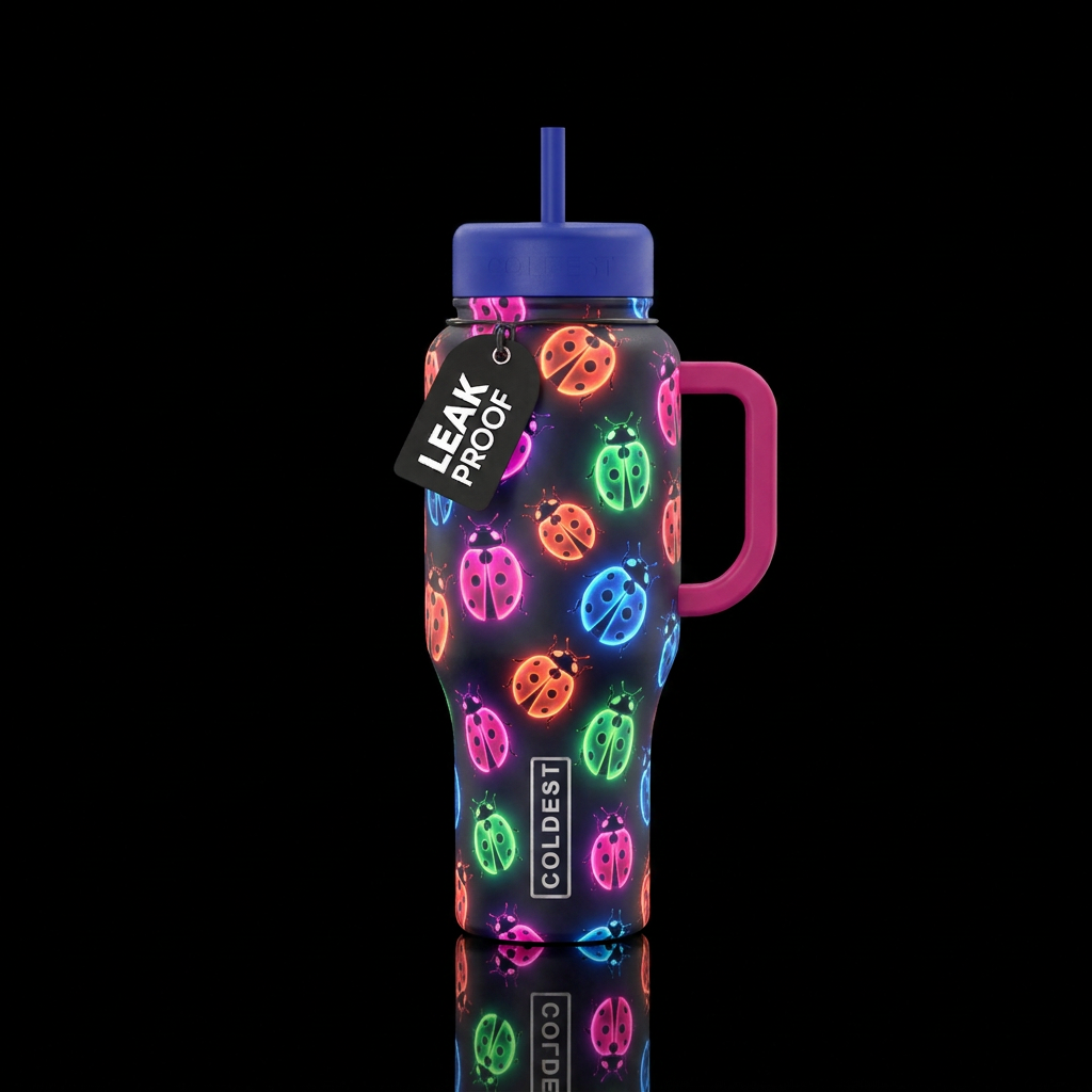 glowie lady bugs water bottle design