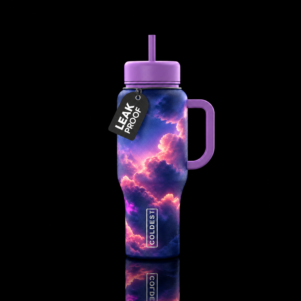 glowing clouds water bottle design